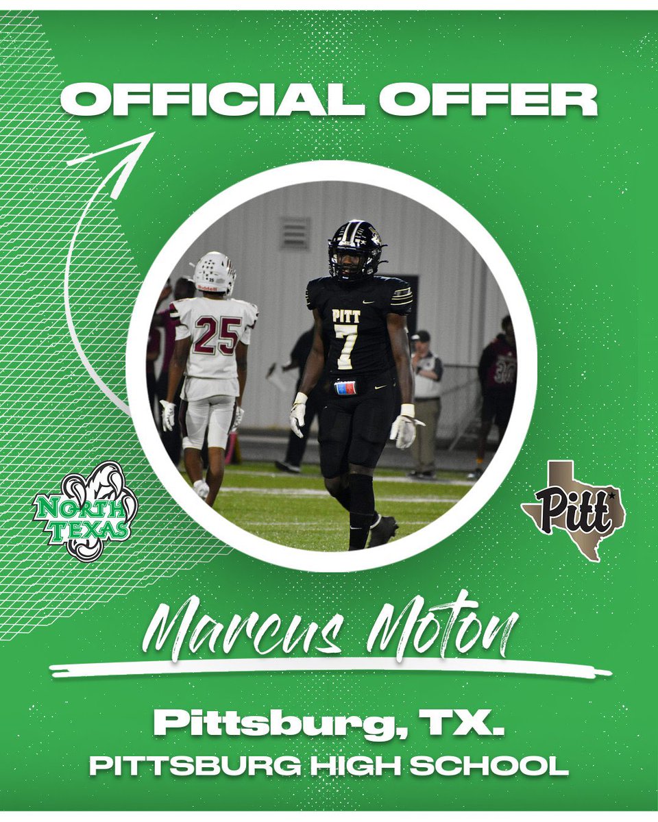 #AGTG After a great conversation with @CoachClayJ I’m blessed to receive an offer to play football from the University of North Texas @MeanGreenFB 🟩 @TristonAbron @coachtwood13 @CoachValdovinos @ThePittPirates