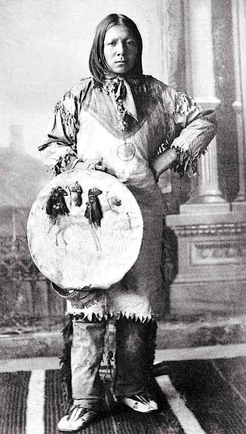 Eddie Gray, son of White Elk. Northern Cheyenne man. 1890. Montana. Photo by Christian Barthelmess. Source - Montana Historical Society