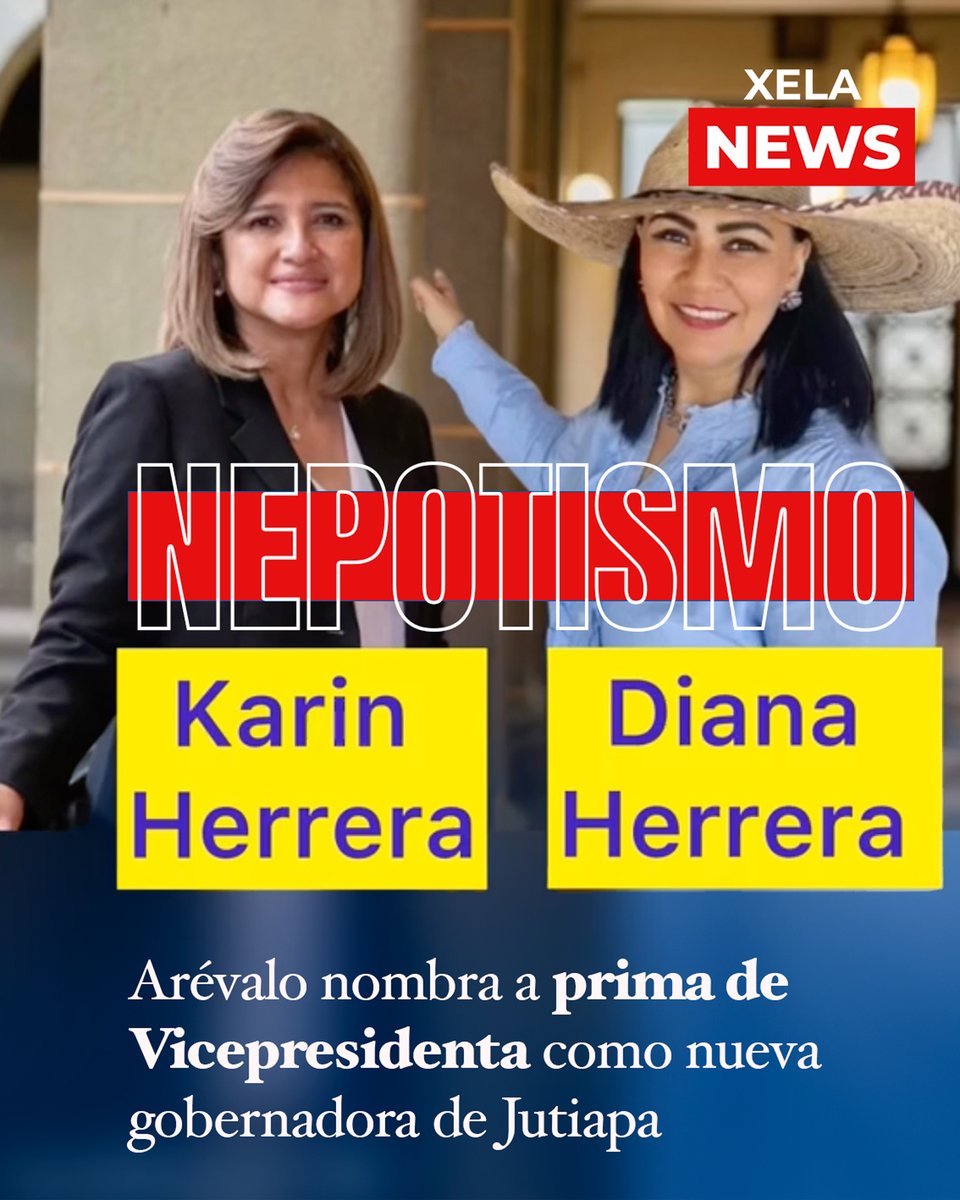 @BArevalodeLeon acaba de nombrar como nueva GOBERNADORA de #Jutiapa a la prima de la #Vicepresidenta @KarinHerreraVP, DIANA HERRERA. Recuerden estimados tuiteros, esto NO es #nepotismo ni #corrupción, ahora se llama 'primavera democrática'. #Florecerás🇬🇹🌱😂. #XelaNews 🇫🇷