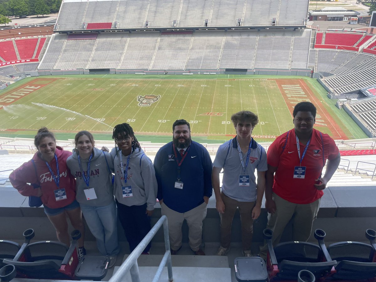 Excited to be at @NCState today for the @NCHSAA Student Leadership Conference with a few of our finest @JHSFalcons student-athletes. This year’s theme is “Student-Athlete Identity”. I can’t wait for these leaders to bring back what they have learned today to #TheNest. Go Falcons!