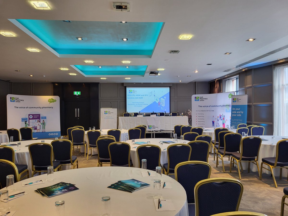 All set up and ready to go for the IPU AGM 2024 at the Radisson Blu Hotel, Athlone. #IPUAGM #ThinkPharmacy
