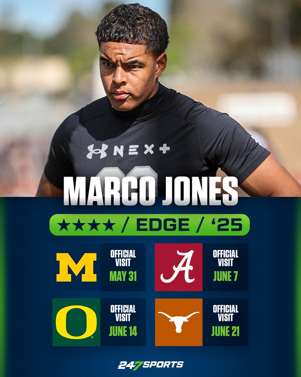 Danville (Calif.) San Ramon Valley edge Marco Jones has locked in four official visits 247sports.com/article/four-s…
