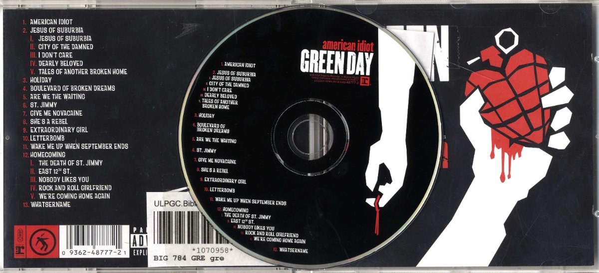 🔗📢 Quisiéramos recomendarte el álbum American Idiot (CD 608) de Green Day. Un disco con canciones unidas por un tema en común: la sociedad estadounidense durante la administración de Bush. ℹ️💁‍♀️ #blogtheend 🔗 i.mtr.cool/pnwvwlfphh #eldiscodelmes