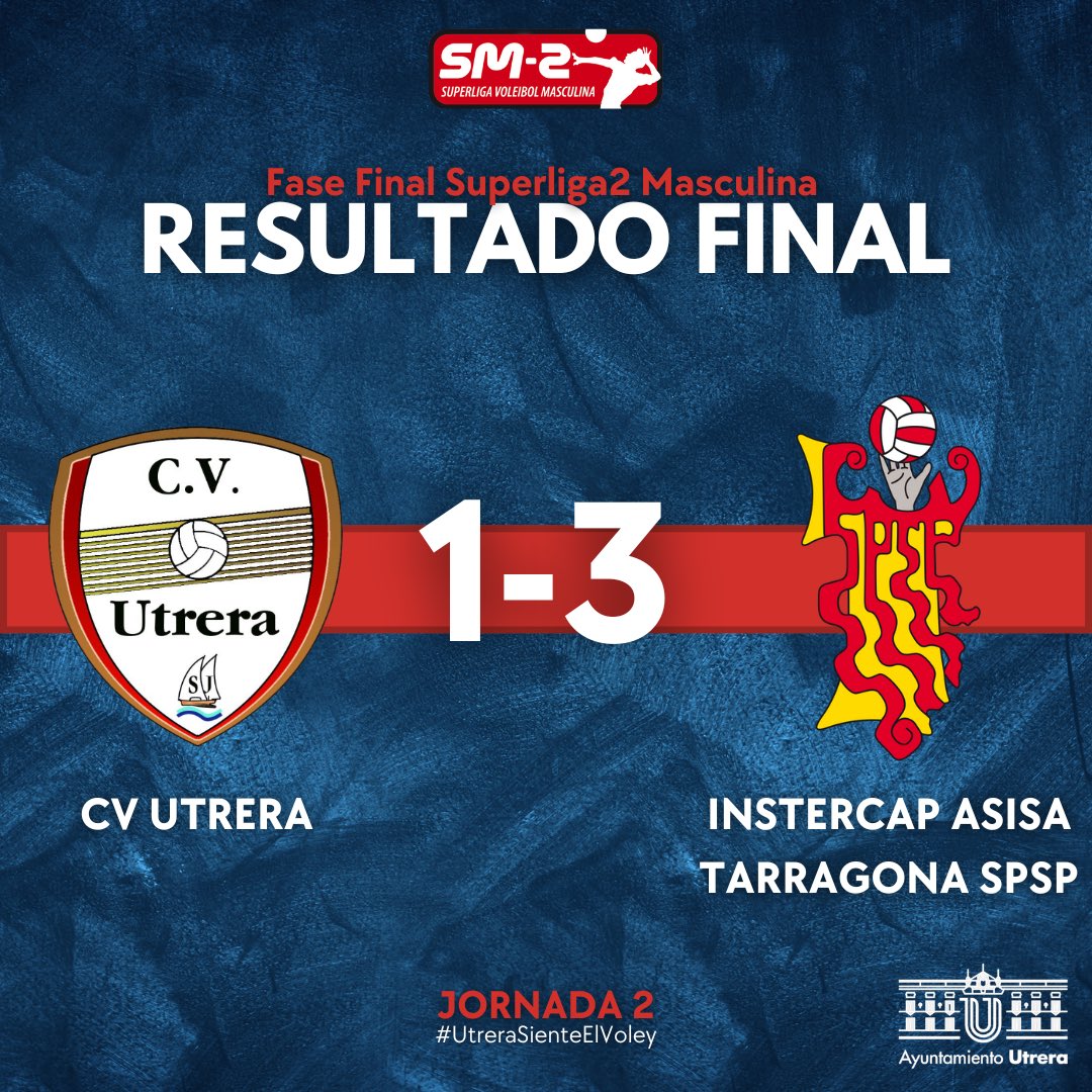 🏁 𝐑𝐄𝐒𝐔𝐋𝐓𝐀𝐃𝐎 𝐅𝐈𝐍𝐀𝐋

No pudimos vencer en nuestro último partido de fase de grupos para conseguir un billete para semifinales. ¡Enhorabuena al 𝘐𝘯𝘴𝘵𝘦𝘳𝘤𝘢𝘱 𝘈𝘴𝘪𝘴𝘢 𝘛𝘢𝘳𝘳𝘢𝘨𝘰𝘯𝘢 𝘚𝘗𝘚𝘗!

👏🏼 Gracias a todos por el cariño recibido.

#UtreraSienteElVoley