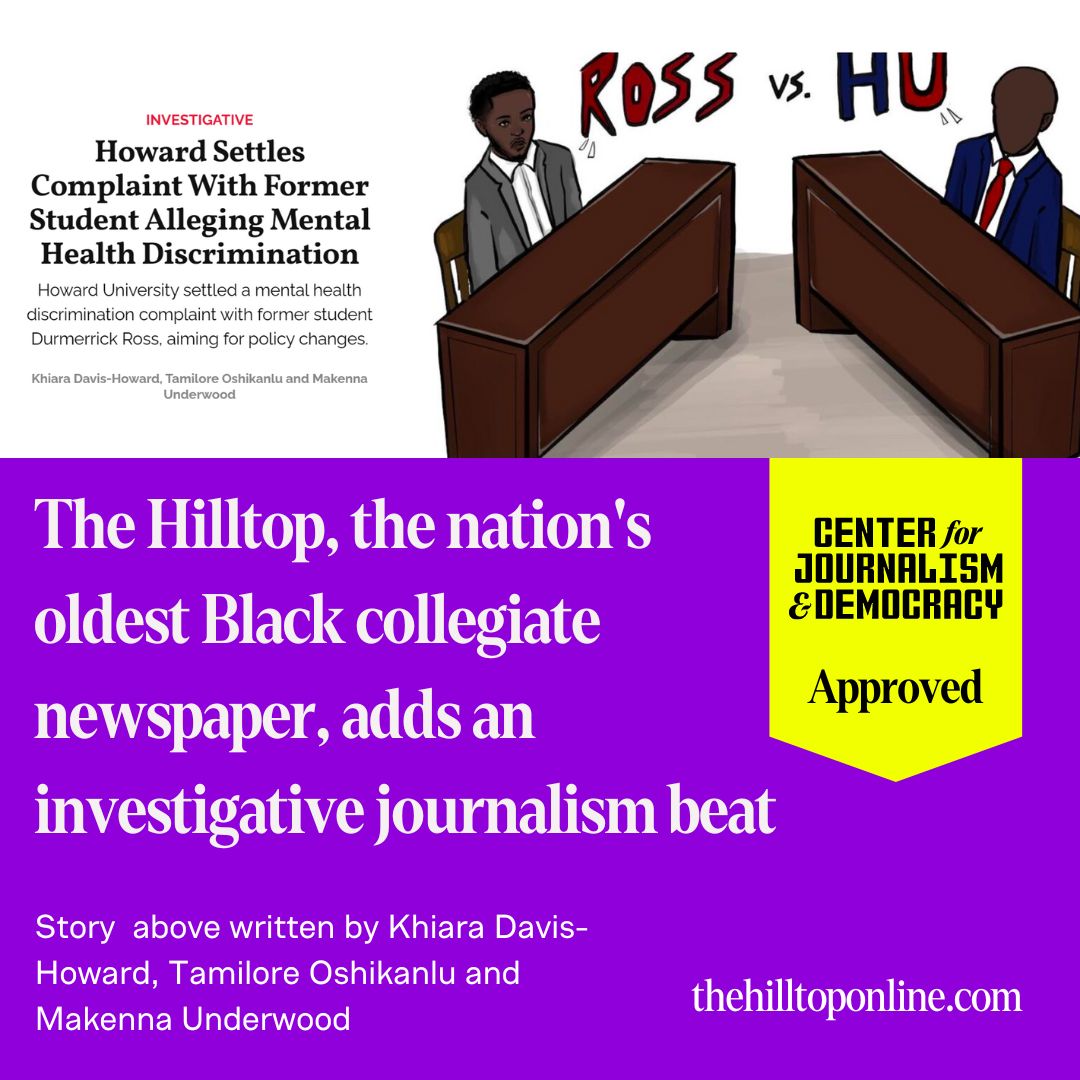 The Center for Journalism & Democracy aims to train, uplift and spotlight the next generation of investigative journalists. At Howard University, The Hilltop, the nation's oldest black collegiate newspaper, has a new investigative beat – kudos to The Hilltop team! @TheHilltopHU