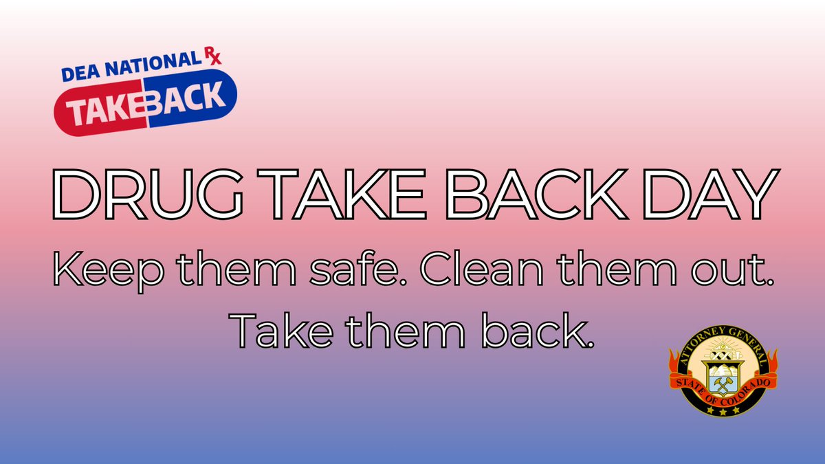 #TakeBackDay is a free event for communities nationwide to properly dispose of old and unneeded medications safely and anonymously. This Saturday, April 27, from 10am-2pm bring those old and unneeded medications to a collection site near you: DEATakeBack.com.