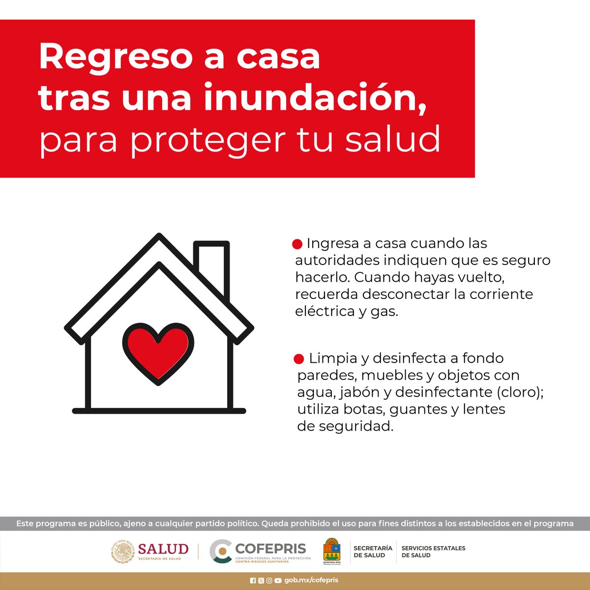 Regreso a casa tras una inundación, para proteger tu salud.
@COFEPRIS 
#CofeprisTeProtege
#cofepriságil
#CofeprisJusta
#CofeprisTransparente
#Emergencias
#DprisQroo