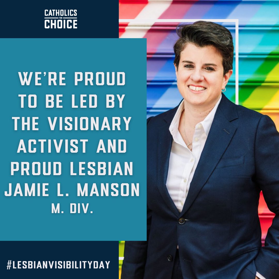 Today and every day, we honor the contributions of lesbian Catholics, particularly CFC president @JamieLManson, who has been fighting for gender equality, LGBTQIA+ inclusion, and reproductive freedom in the Catholic church for over 20 years. #LesbianVisibilityDay