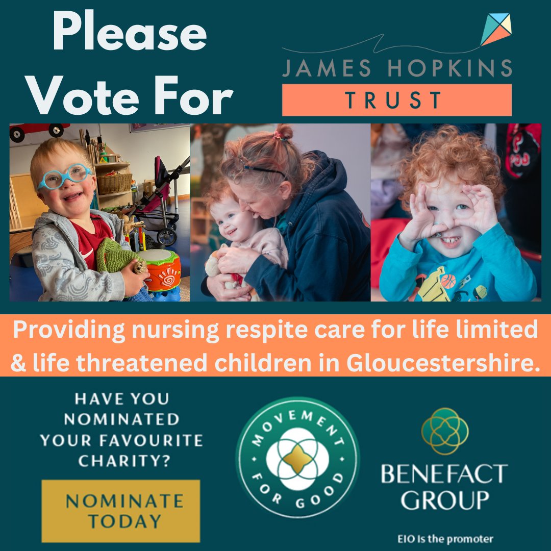 Please vote for James Hopkins Trust, £5,000 would make an INCREDIBLE difference to us in these difficult times. movementforgood.com/?utm_source=Em…... #MakingMagicMemories #JHT #JamesHopkinsTrust #KitesCorner #NursingRespiteCare #Gloucestershire #Charity #Hospice #BenefactGroup