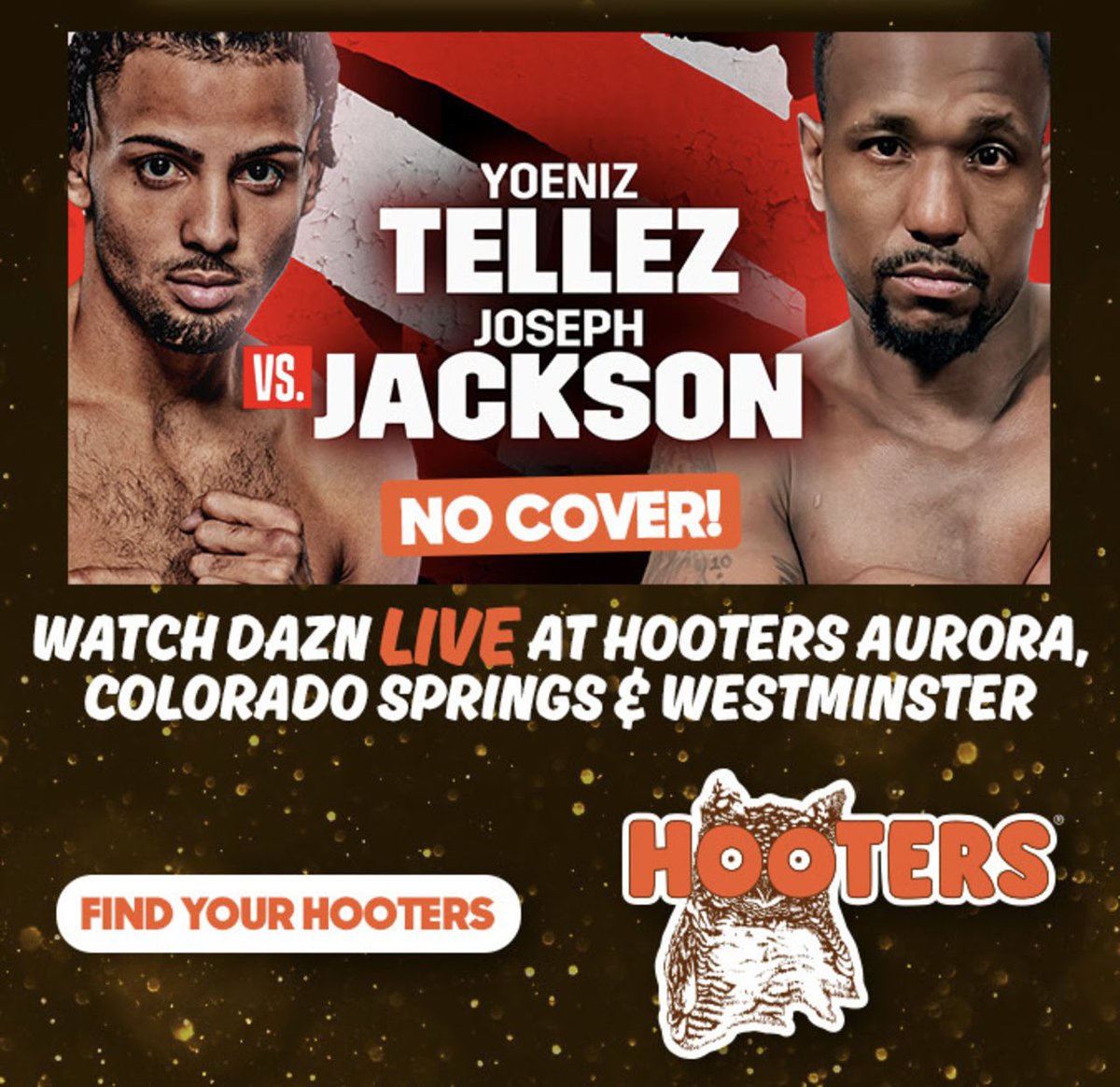 It’s a DAZN Fight Night at Hooters Colorado Springs, Aurora and Westminster! 💥 #daznboxing