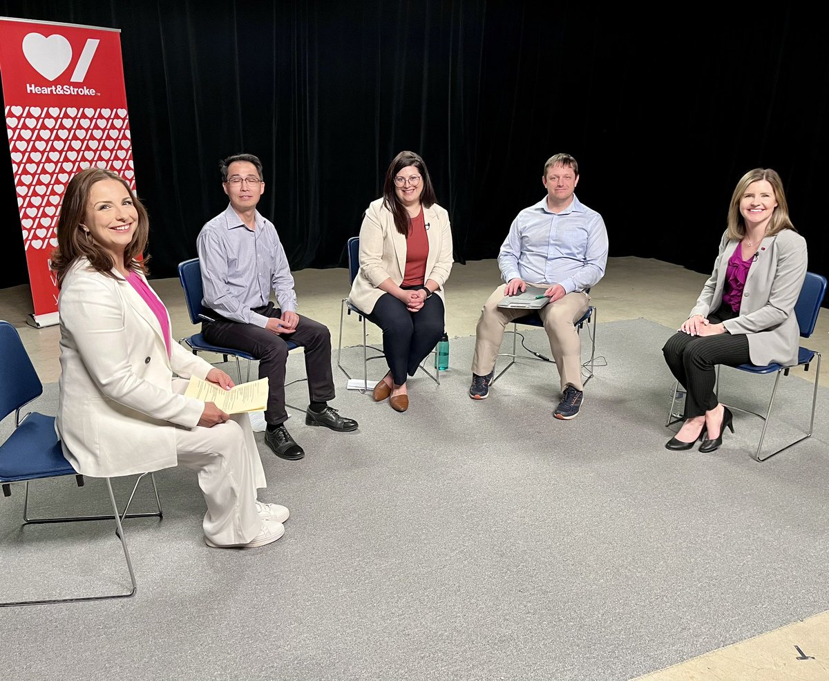 Spent the morning recording a podcast with the brilliant biomedical researchers that @HeartandStroke is funding at the U of S. It was fascinating to learn more about their research and how this could inform prevention and management of heart disease and stroke in the future.