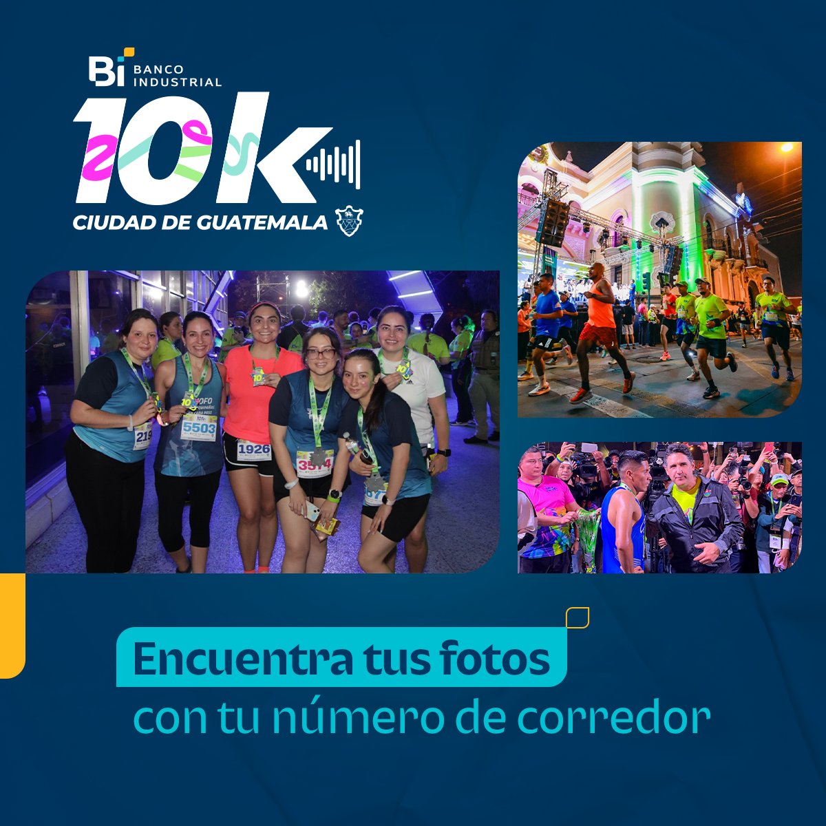 ¡Es hora de revivir los mejores momentos de la @10KMuniGuate! Recuerda que ya puedes encontrar tus fotos ingresando tu número de corredor aquí 👉 bi.gt/4aLtolU #10kMuniguate #DémosleAlDeporte #JuntosSiempreHaciaAdelante