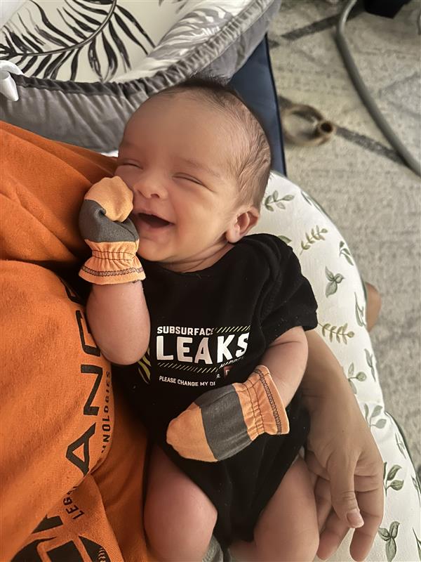 We want to welcome GPRS Project Manager, Stephen Weddington's, beautiful new baby boy, Gabriel, to the team at GPRS!
 
(Yes, that is a GPRS baby onesie!) This proud dad is sure Gabriel “is going to be a company man.” 
 
You’re definitely starting him off right, Stephen! 

#GPRS