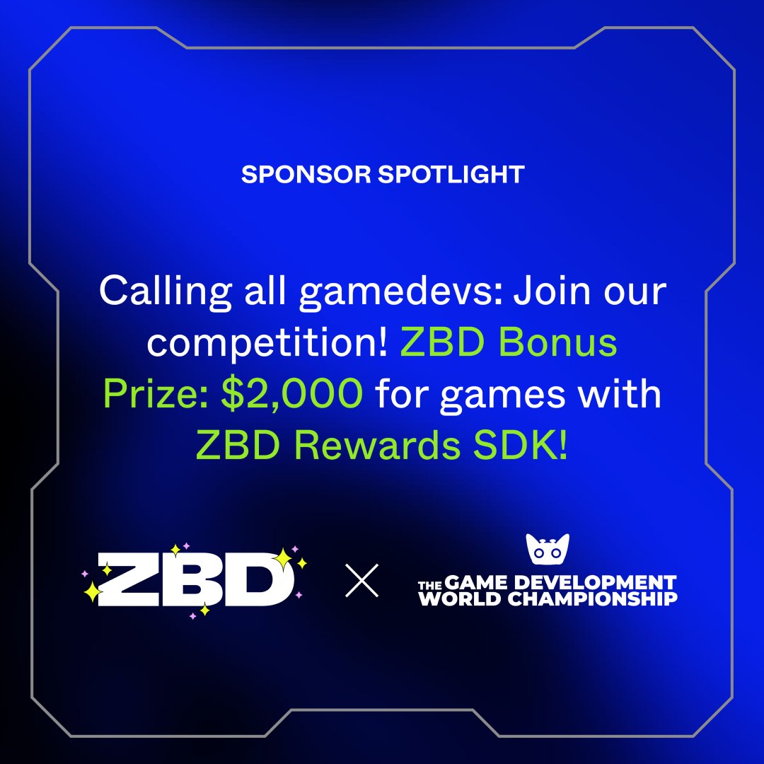 🎮🚀 Game devs, this is your spotlight moment! We're thrilled to sponsor the Mobile Game category at the @TheGDWC. It's your chance to shine and possibly win $2,000 with your game powered by ZBD Rewards SDK! Submissions are open until the end of May. Let the games begin!