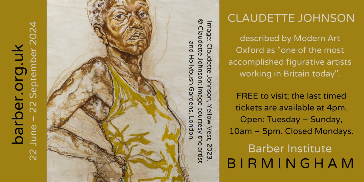 #CLAUDETTEJOHNSON employs a powerful style to explore the body; her work challenges perceptions of #identity #sexuality & wider political & social constraints, esp. those affecting Black diasporic communities.  Incs new works by the artist  in the Barber’s refurbished gallery.