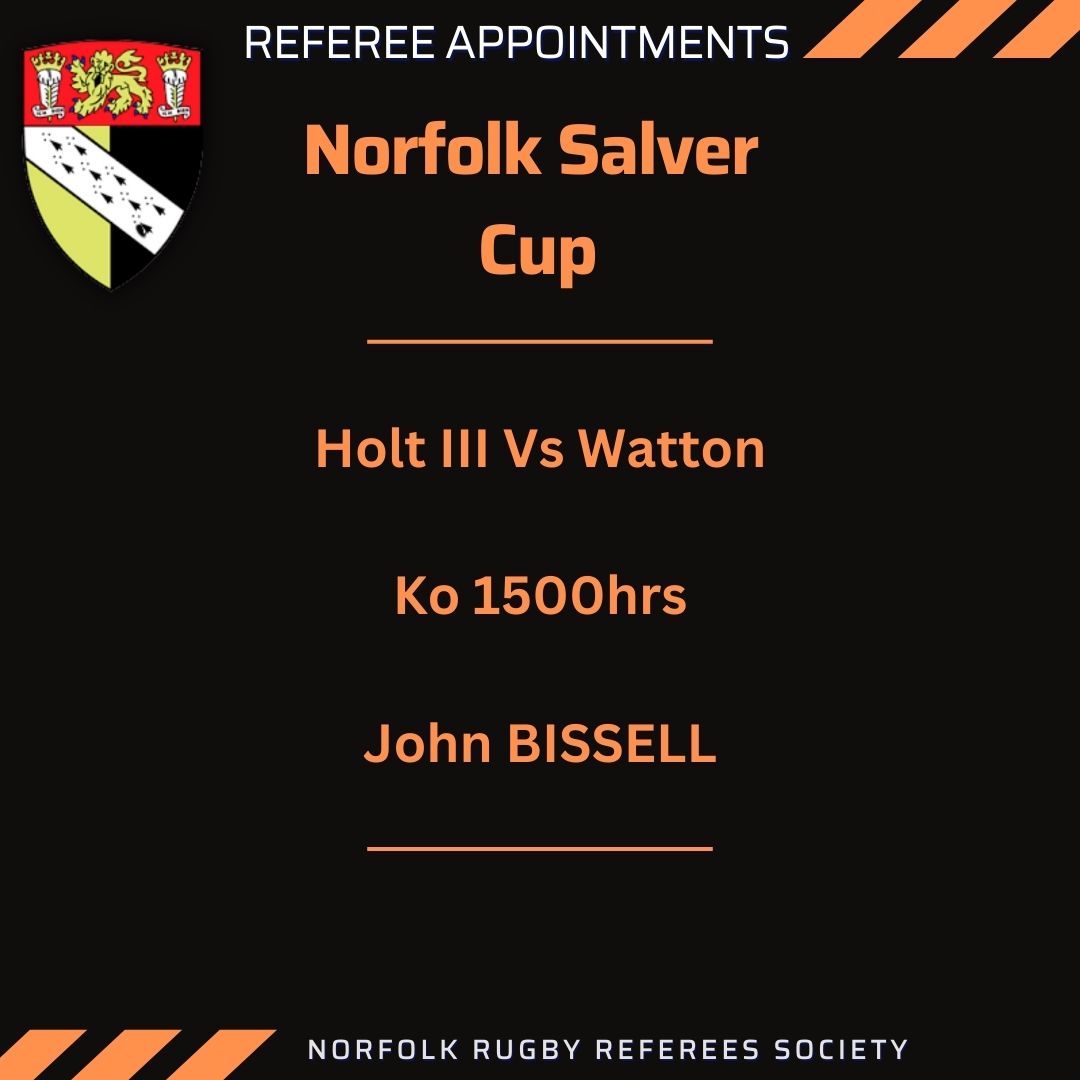 The last cup games before the Big Finals Weekend
Good luck to all teams and especially the referees. 

#NRURS #keepyourbootson #Norfolkrefs