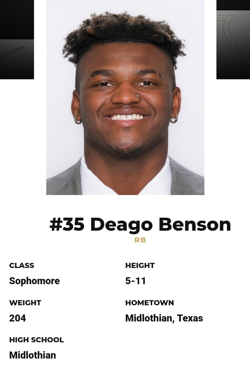 Vanderbilt RB Deago Benson entered the transfer portal; he redshirted during his 2023 true freshman season @BensonDeago