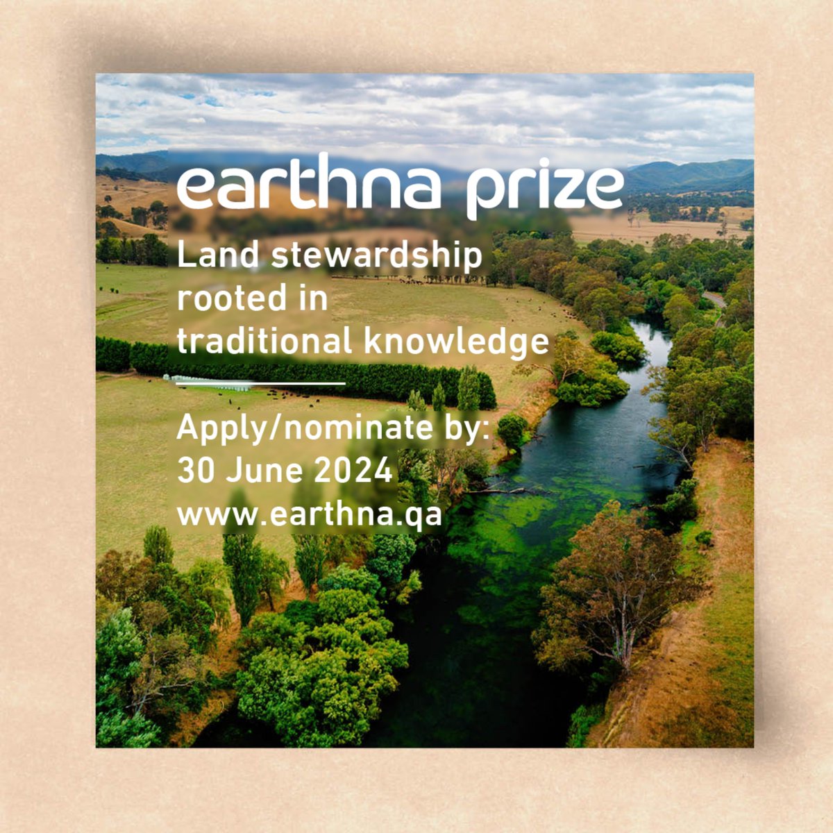 The @earthnaqa Earthna Prize awards $1M to projects that blend traditional knowledge with modern advances in sustainable land management 🌾 Nominations and applications are invited by June 30, 2024. Learn more at earthna.qa 🇶🇦 #UNited4Land