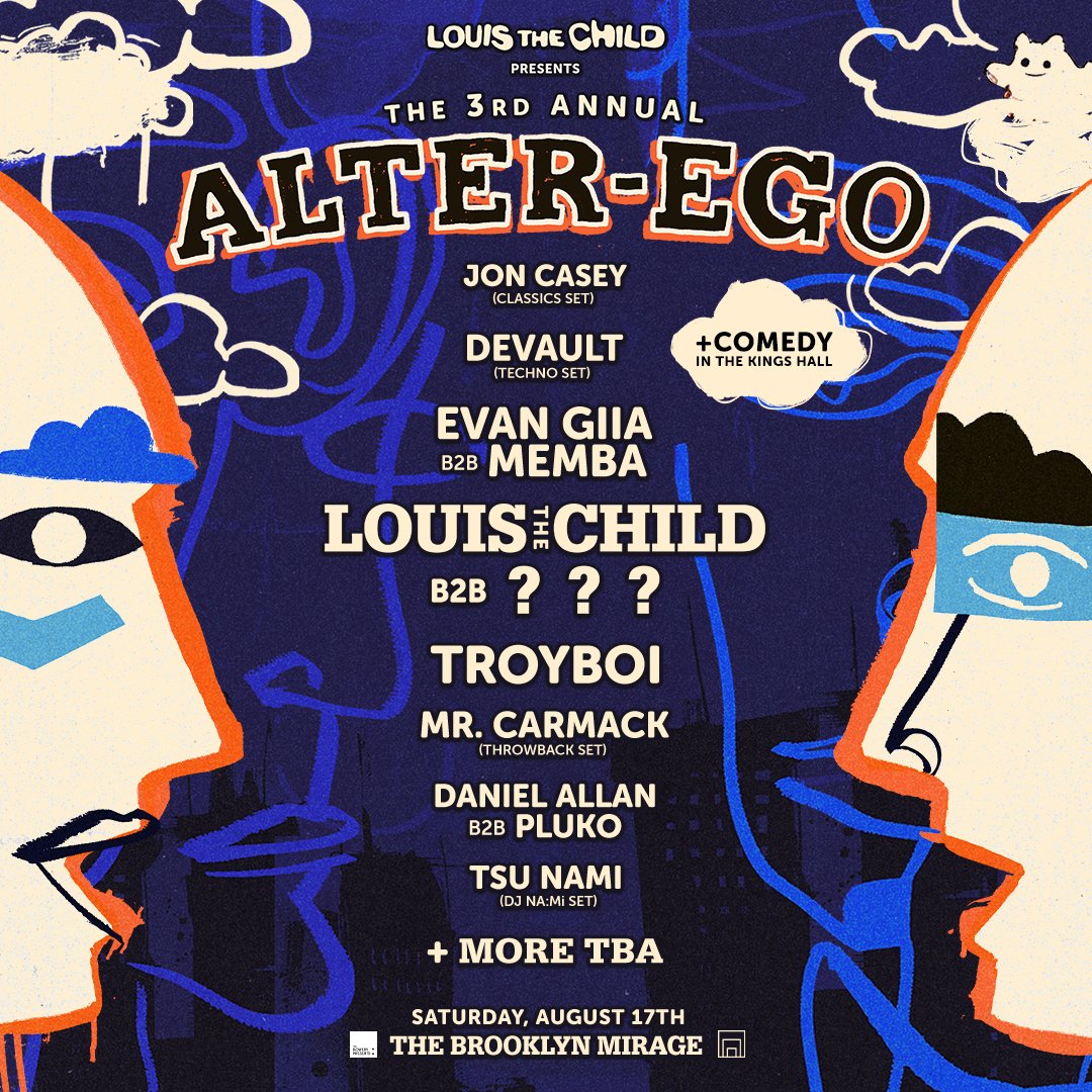 Louis The Child return for Alter-Ego on August 17 with TroyBoi, EVAN GIIA b2b Memba, Devault (techno set), Mr. Carmack (throwback set), Daniel Allan b2b Pluko, Jon Casey (classics set), Tsu Nami (DJ NA:Mi set), & more 💥 Presale begins 5/1, sign up now → hive.co/l/ltc2024