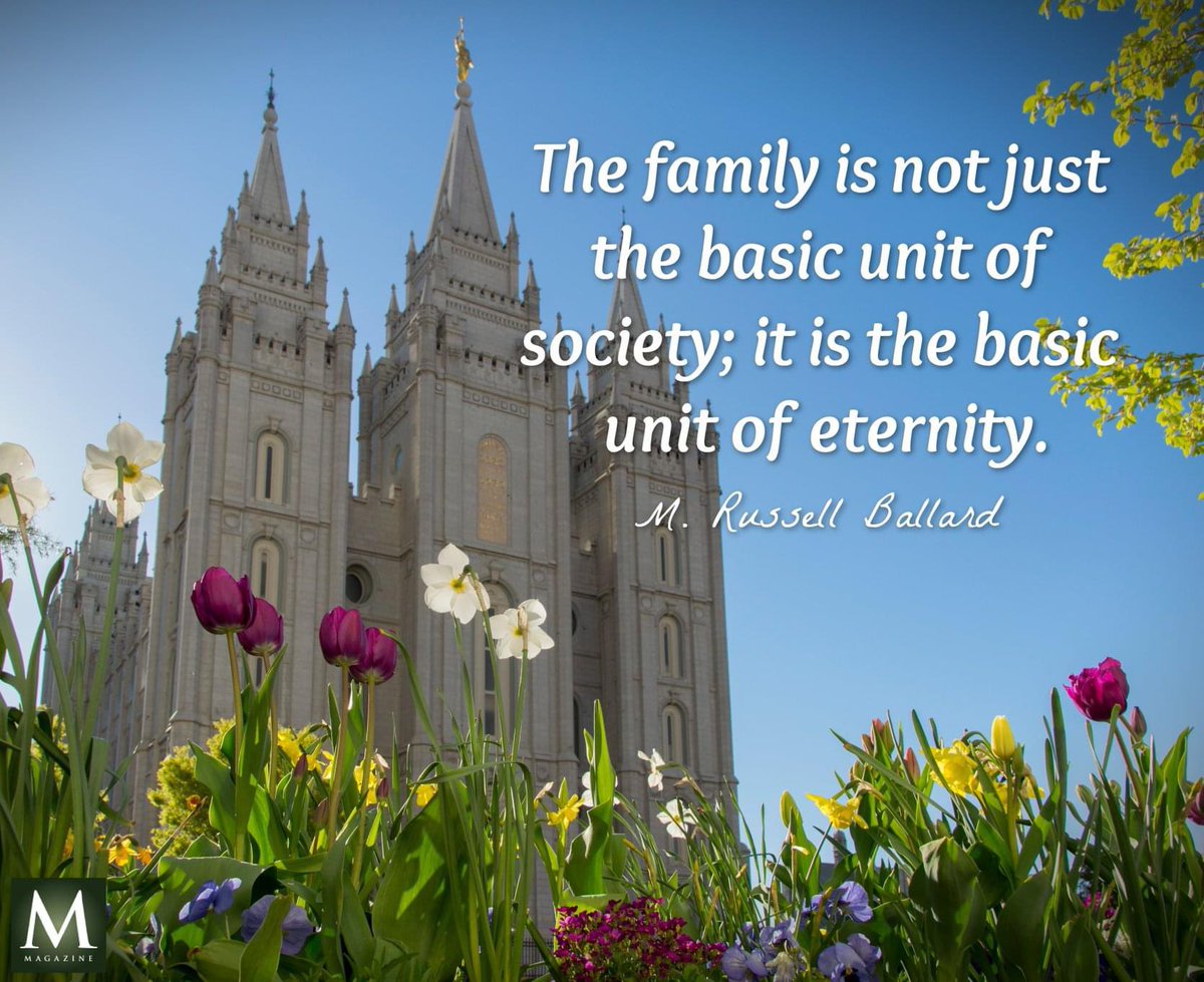 'The family is not just the basic unit of society; it is the basic unit of eternity.' ~ President M. Russell Ballard 

#FamiliesCanBeForever #LoveOneAnother #ChildrenOfGod #GodLovesYou #HearHim #ShareGoodness #TrustGod #ComeUntoChrist #TheChurchOfJesusChristOfLatterDaySaints