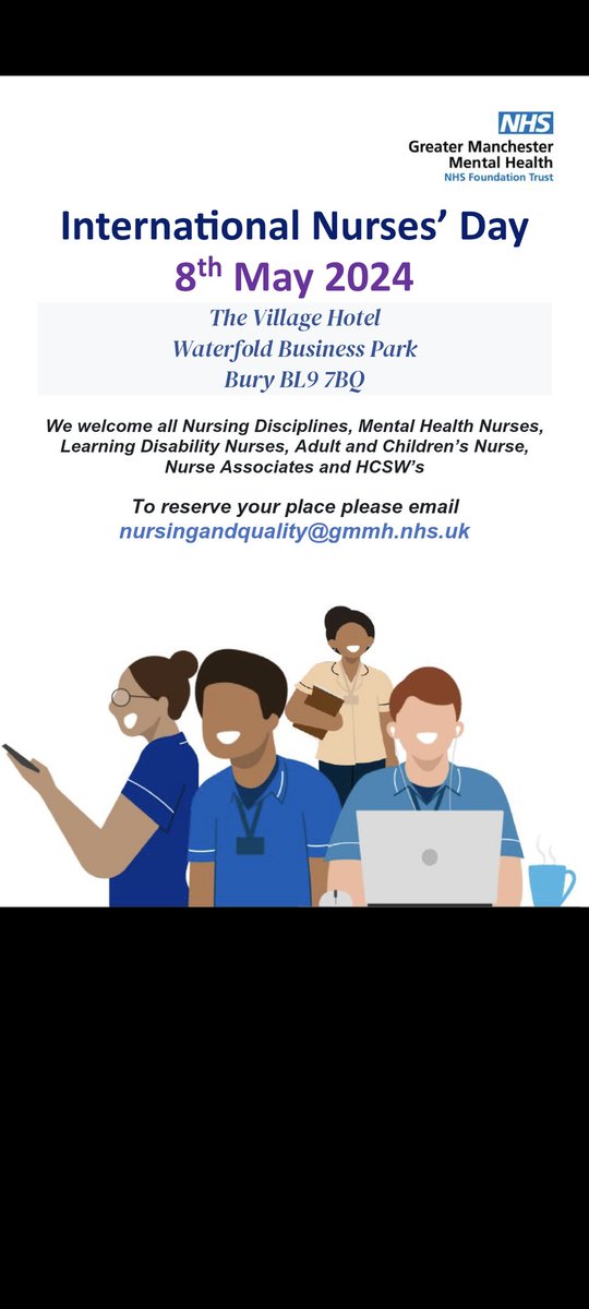 @GMMH_NHS nurses please see below and book your place at our upcoming international nurses day event - we have a great agenda planned and would love to see you all there @beckybettybilly @Nell1Maria @ClairCarson1