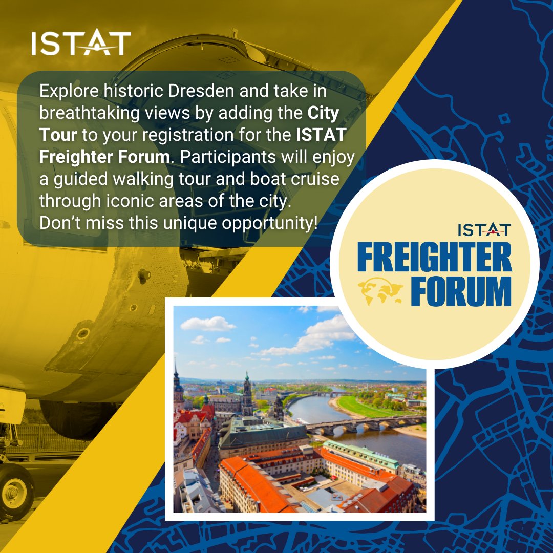 Take in the historic views of Dresden during your time at the #ISTATFreighterForum by adding the Dresden City Tour to your registration. Details and registration ✈️ bit.ly/3JxUJvX #ISTATEvents