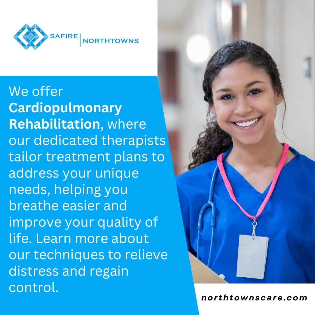 💨 We offer Cardiopulmonary Rehabilitation, where our dedicated therapists tailor treatment plans to address your unique needs, helping you breathe easier and improve your quality of life. Visit northtownscare.com now!

#SeniorCare #SeniorHealth #BuffaloNY #SNF #Northtowns