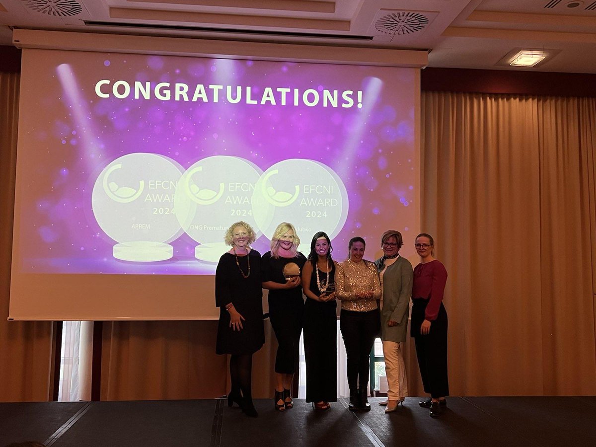 Honouring the 2024 EFCNI Award winners for inspiring projects to improve newborn care! 🥇@APREMprematuros for empowering families with Kangaroo Mother Care 🥈@_prematuridade for outstanding advocacy for the last decade 🥉@Nedoklubko_cz for an impactful congress on neonatal health