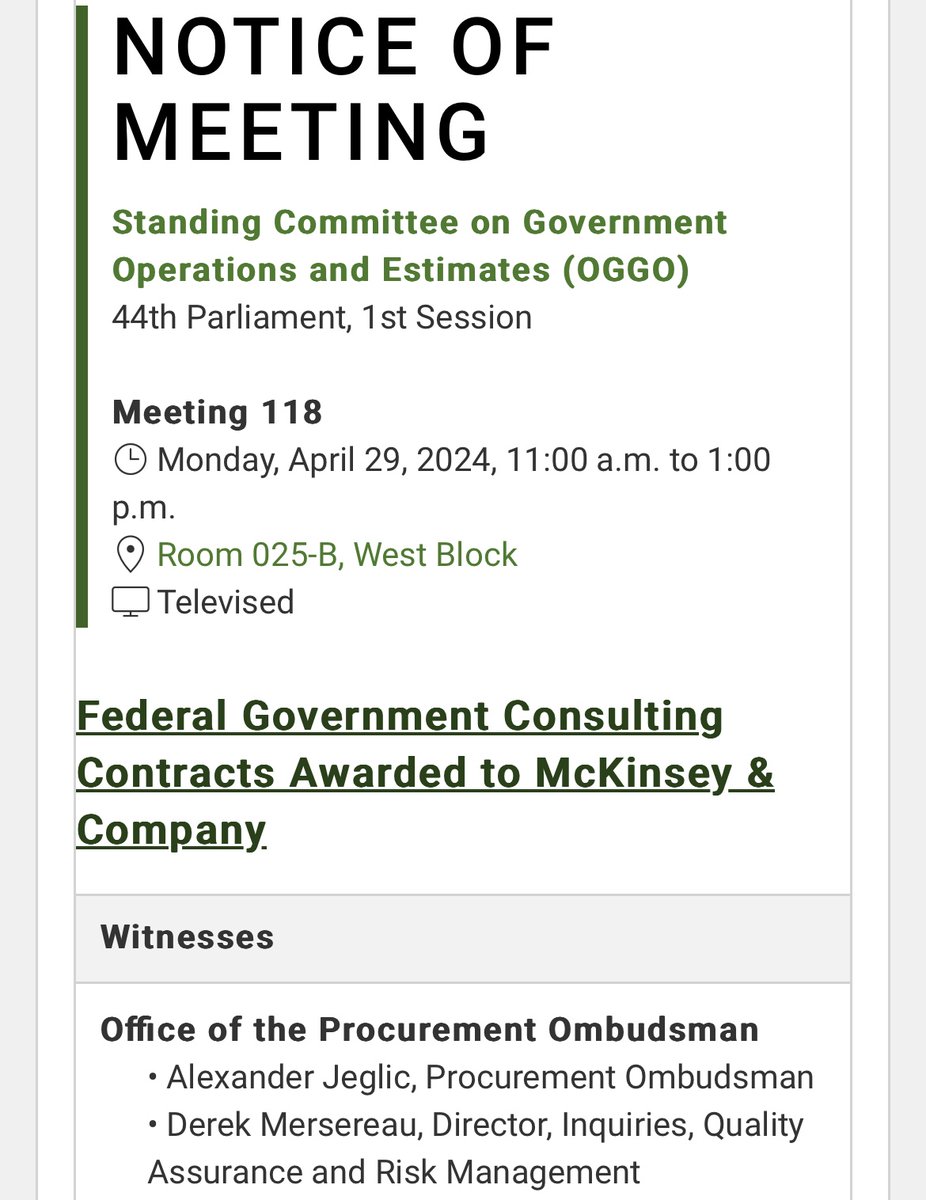 Watchdog to testify on Trudeau favouring McKinsey with over $100 million in government contracts. Reporting found the Liberals changed a contract to have McKinsey selected and later switched to giving contracts without competition to this connected firm. Stay tuned.