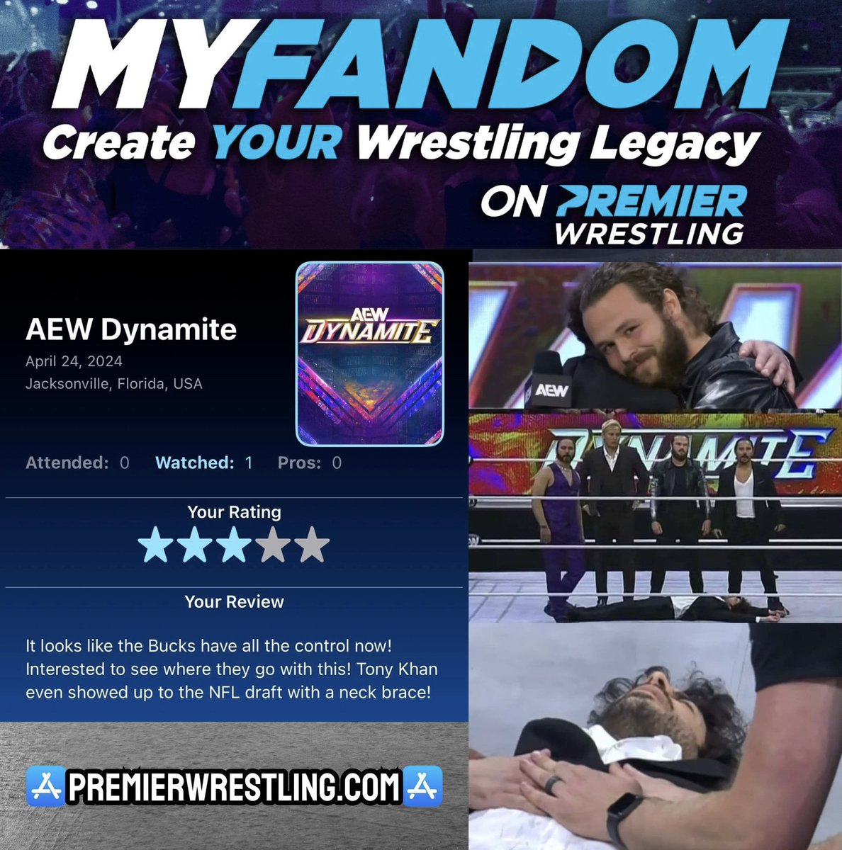 Did you see the chaos that went down on AEW Dynamite?! Tony Khan got taken out by Jack Perry & The Elite! What would you rate AEW Dynamite from this week? Here's your chance! Go to #MyFandom, Add this past week's event to 'WATCHED' and leave your review and tell the world what