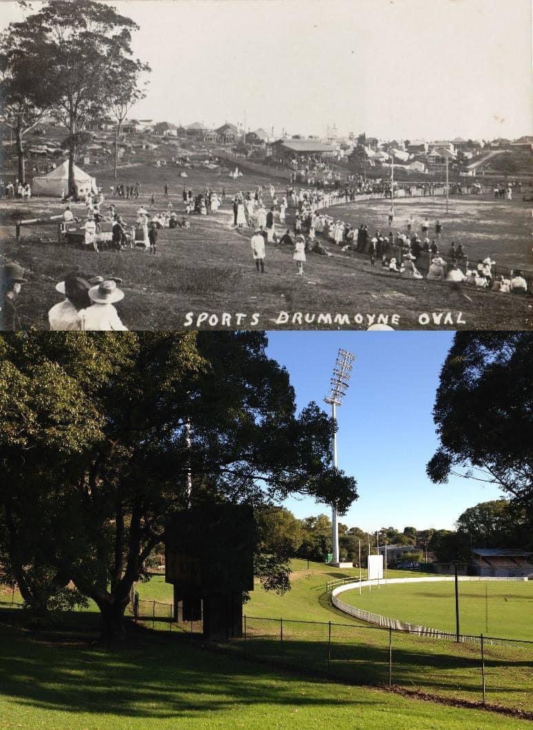 Blast from the STAN past - Drummoyne Oval circa 1919 and 2015. [circa 1919 - City of Canada Bay>2015 - Phil Harvey]