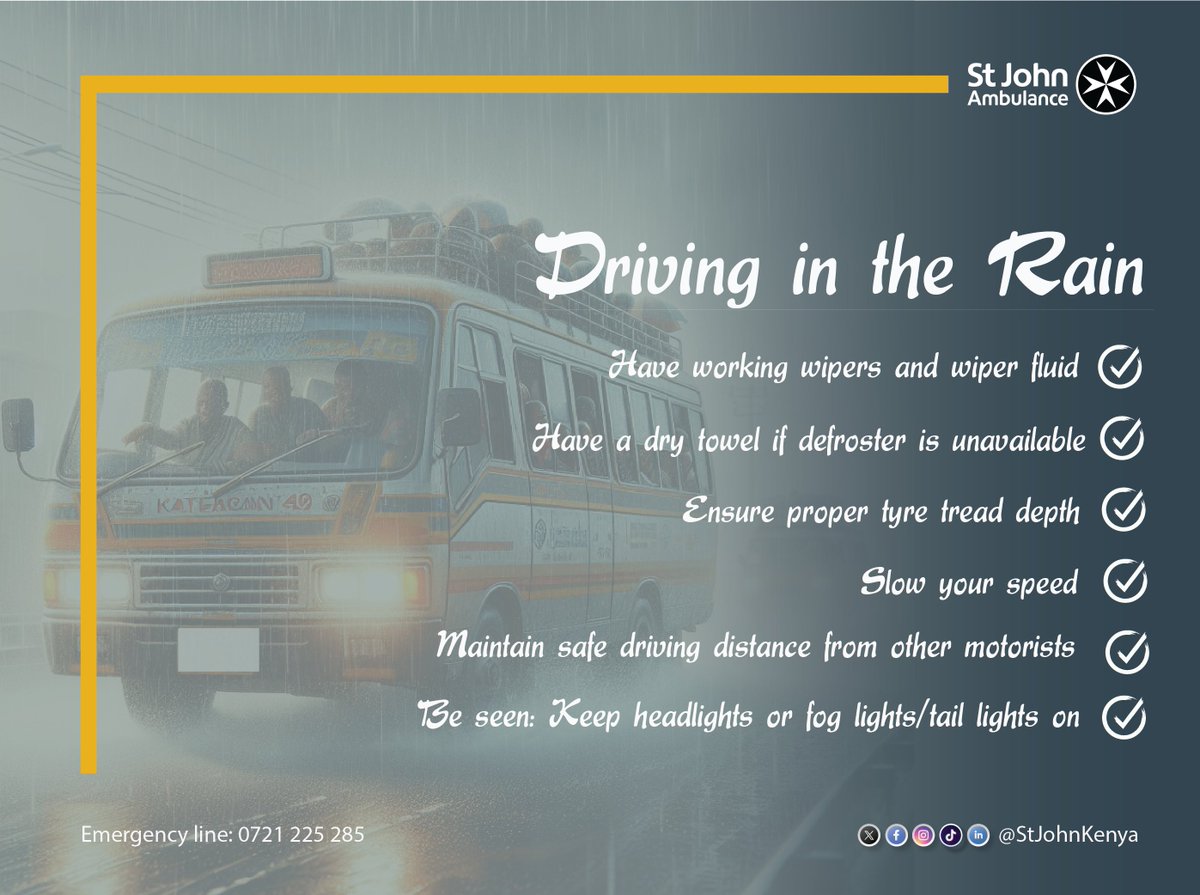 It is raining again. Hey motorists, no matter how heavy your vehicle feels, if the road or bridge is flooded, it will be swept away! Stop driving through flooded areas. #StJohnMashinani #floodwarningke