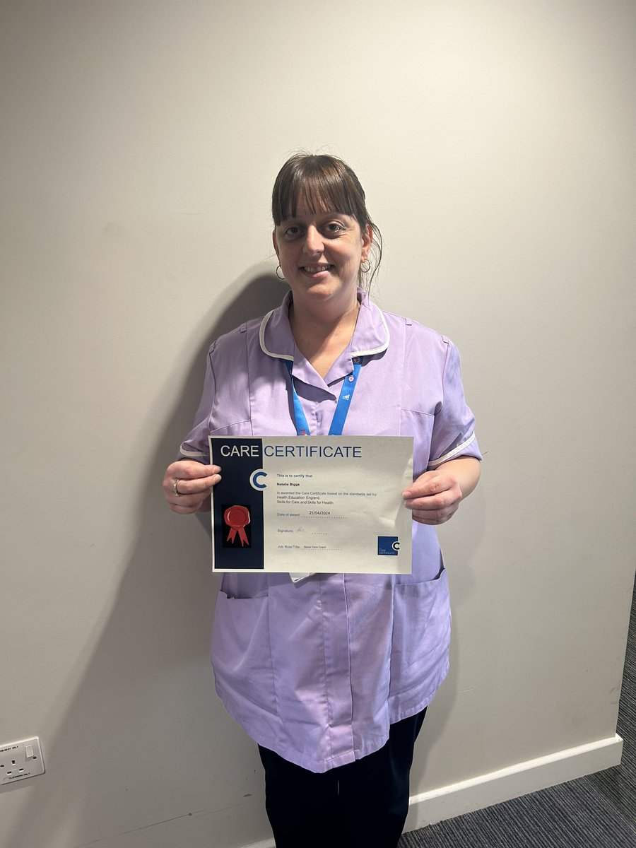 Care Coach Team UHNM (@carecoachuhnm) on Twitter photo Congratulations to Natalie
on completing her Care Certificate workbook and receiving her certificate and badge today <a href="/CarolLloydBenn1/">Carol Lloyd-Bennett</a> <a href="/TracyBullock12/">Tracy Bullock</a> <a href="/scottl20057/">Laura scott</a> Congratulations to Natalie
on completing her Care Certificate workbook and receiving her certificate and badge today <a href="/CarolLloydBenn1/">Carol Lloyd-Bennett</a> <a href="/TracyBullock12/">Tracy Bullock</a> <a href="/scottl20057/">Laura scott</a>