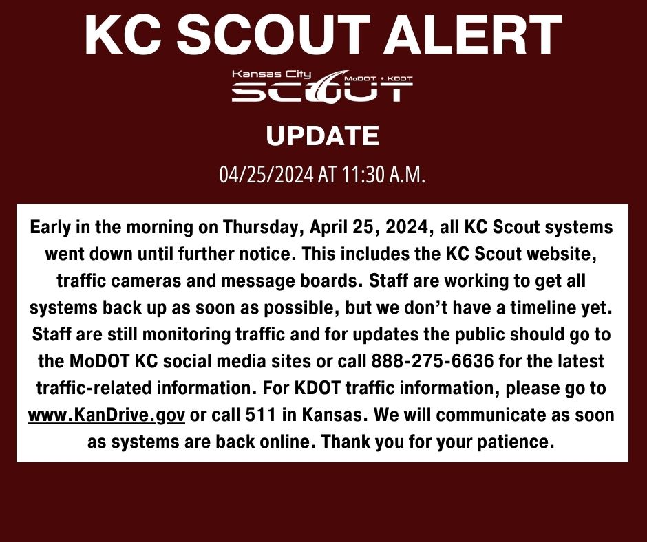 REMINDER: Attached is an updated graphic with KDOT traffic information, please go to KanDrive.gov or call 511 in Kansas. @KDOTHQ