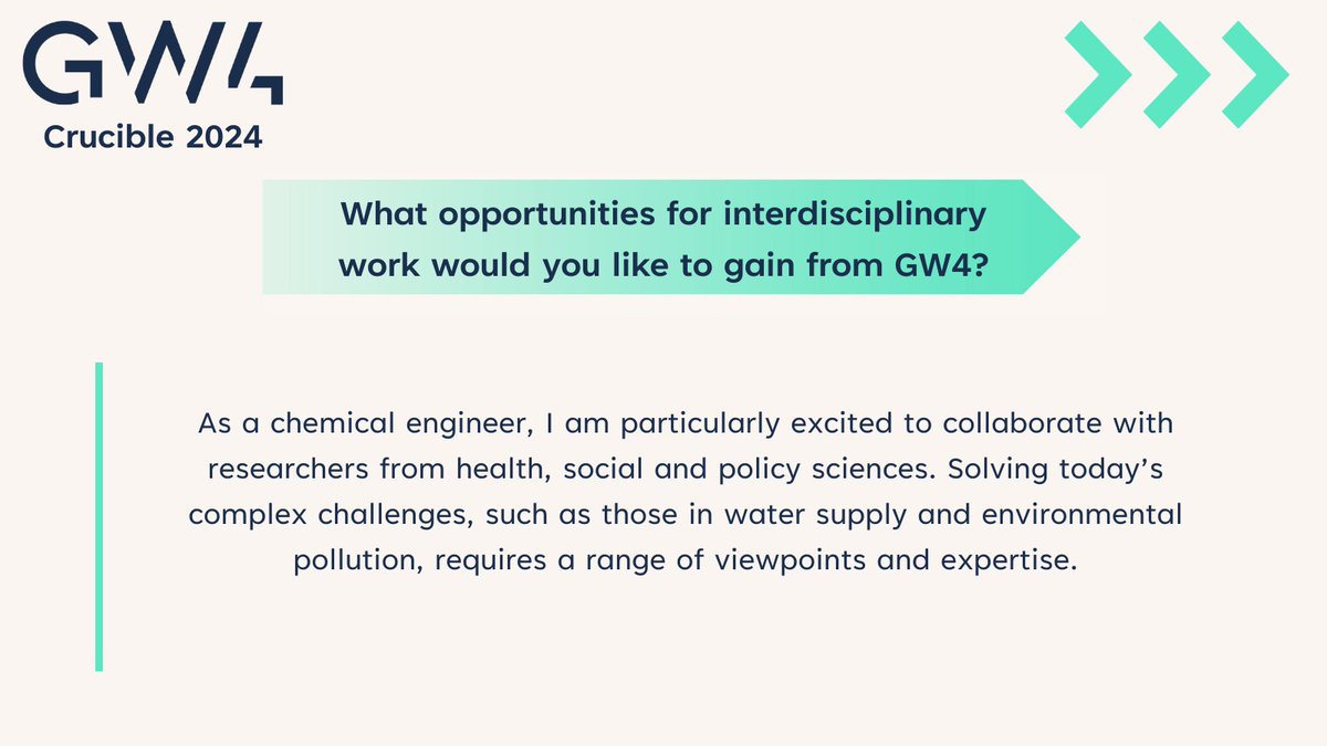 After a fantastic #GW4Crucible Lab 2 this week we continue our 'Three Questions With...' series with @LianaZoum @UniofBath. Liana explains why she applied and the importance of building a strong network with researchers from diverse fields to tackle complex issues.