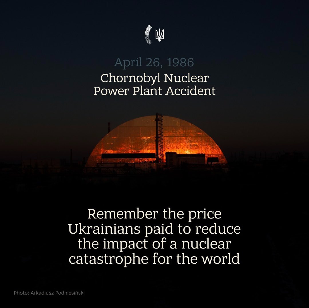 On April 26, 1986, the most extensive man-made disaster in human history occurred – the #Chornobyl accident. Ukrainian rescuers risked their lives to mitigate the consequences. When Russia invaded Chornobyl in 2022, Ukrainians stood up again to prevent another catastrophe. 103…