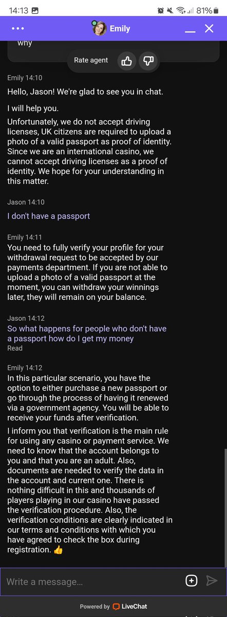 <a href="/CaanBerryTrader/">Caan Berry</a> <a href="/chrisgambler247/">Chris Fawcett</a> 

This one is brilliant. Operating in uk , won't accept uk driving licence,  only passport. If you don't have a passport you must go buy one.