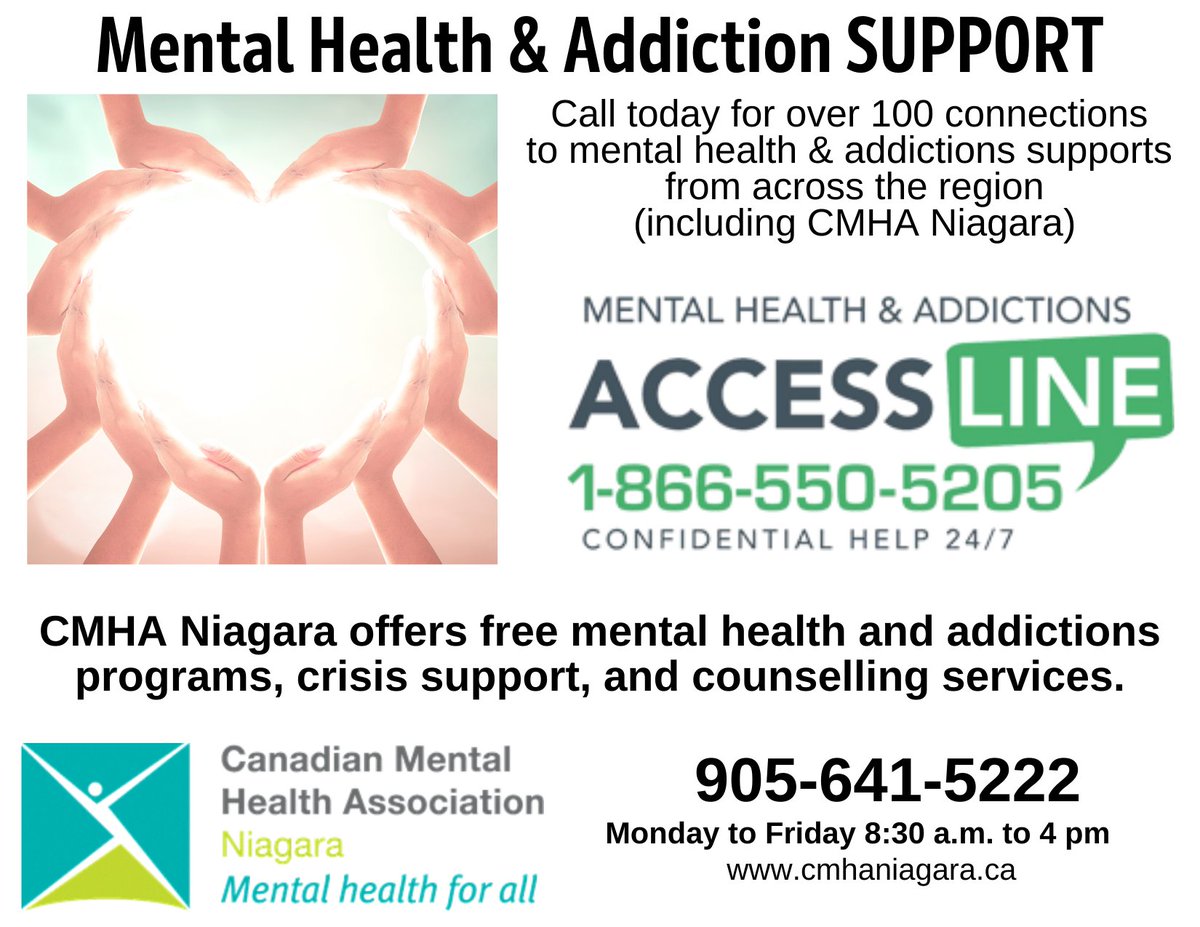 Let Access Line help you navigate through the system, to identify the most appropriate mental health & addiction supports for your specific needs. 1-866-550-5205.