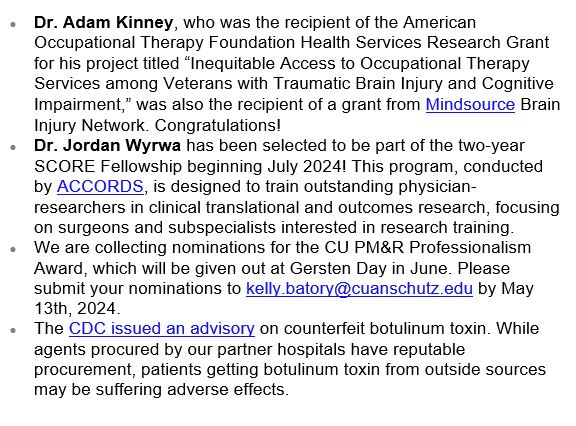 #4FromRChair @VenuAkuthotaMD congratulations this week to Drs. @AdamKinneyOT and Jordan Wyrwa! Read more about the CDC advisory here: emergency.cdc.gov/han/2024/han00…