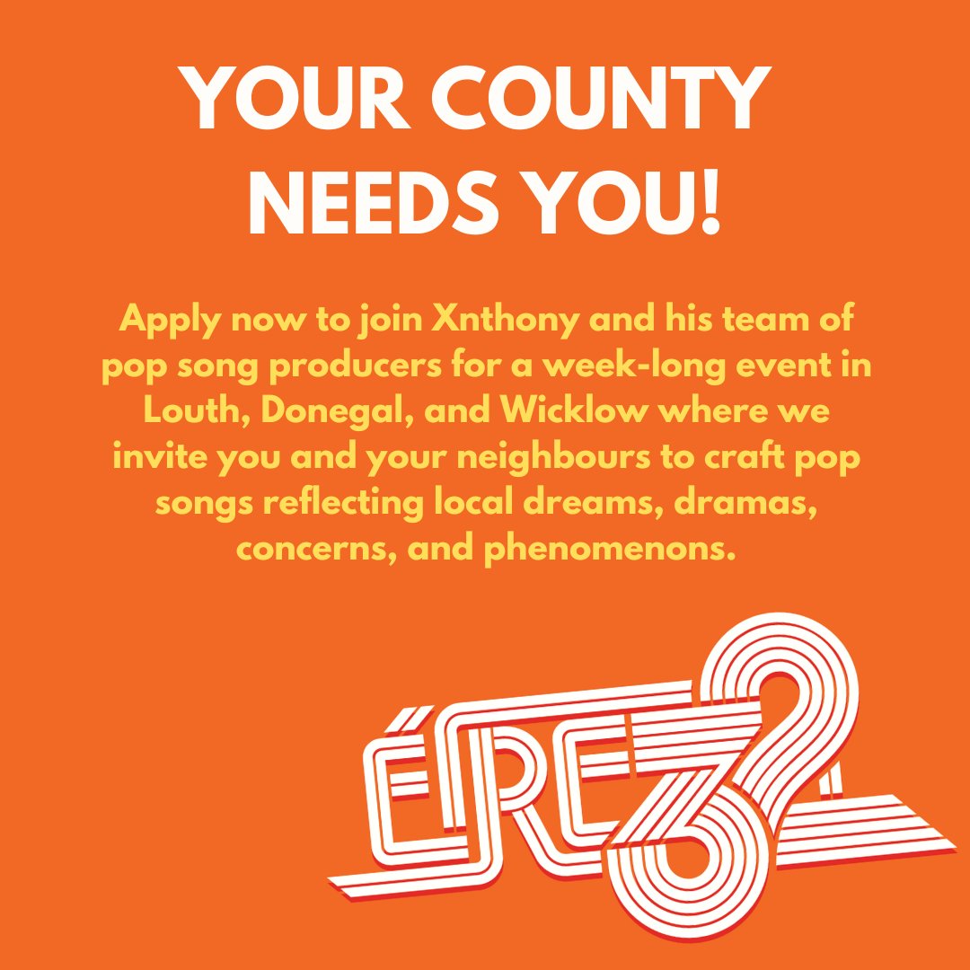 We're teaming up with @xnthony for #Eire32... a pop songwriting camp open to all, where you can craft a tapestry of pop music envisioning a 'New Ireland' crafting a song for your county. Sign up here: droichead.com/show-detail/?i…… @artscouncil_ie