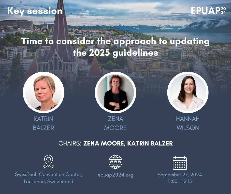 📣 Introducing yet another captivating #EPUAP2024 key session! This time about the update of 2025 #pressureulcer guidelines. Get ready for these speakers: @ZenaMoore5 @HannahJEWilson and K. Balzer! 🗓️ See the full programme on epuap2024.org/programme #stoppressureulcers #EPUAP