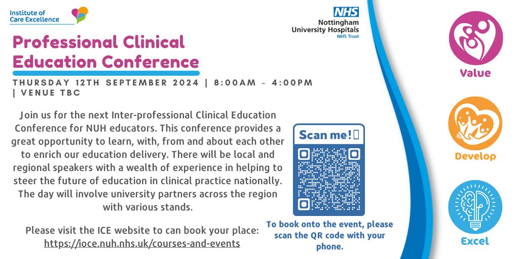 NUH Nursing (@nuhnursing) on Twitter photo Join us for the Inter-professional Clinical Education Conference for <a href="/nottmhospitals/">Nottingham University Hospitals</a> educators. It is a great opportunity to learn with, from and about each other to enrich our education delivery!
Book your place for the 12th September here: bit.ly/3Z19uMQ Join us for the Inter-professional Clinical Education Conference for <a href="/nottmhospitals/">Nottingham University Hospitals</a> educators. It is a great opportunity to learn with, from and about each other to enrich our education delivery!
Book your place for the 12th September here: bit.ly/3Z19uMQ
