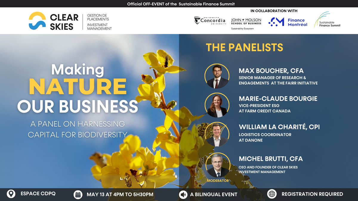 Hear Max Boucher, Senior Manager of Engagements and Research at FAIRR, take part in a panel discussion on leveraging capital for #Biodiversity at the Sustainable Finance Summit, hosted by Clear Skies Investment Management, on 13 May. Register here: eventbrite.com/e/making-natur…