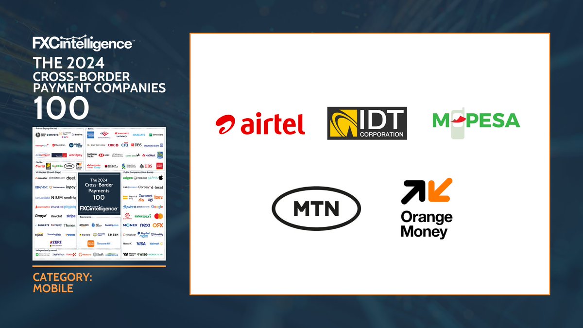 Yesterday we published The 2024 Cross-Border Payment Companies 100 – our exclusive profile of the most important companies in the sector. fxcintel.com/research/repor…

From today we’re highlighting the companies in each section of the #FXCTop100, starting with the Mobile sector.