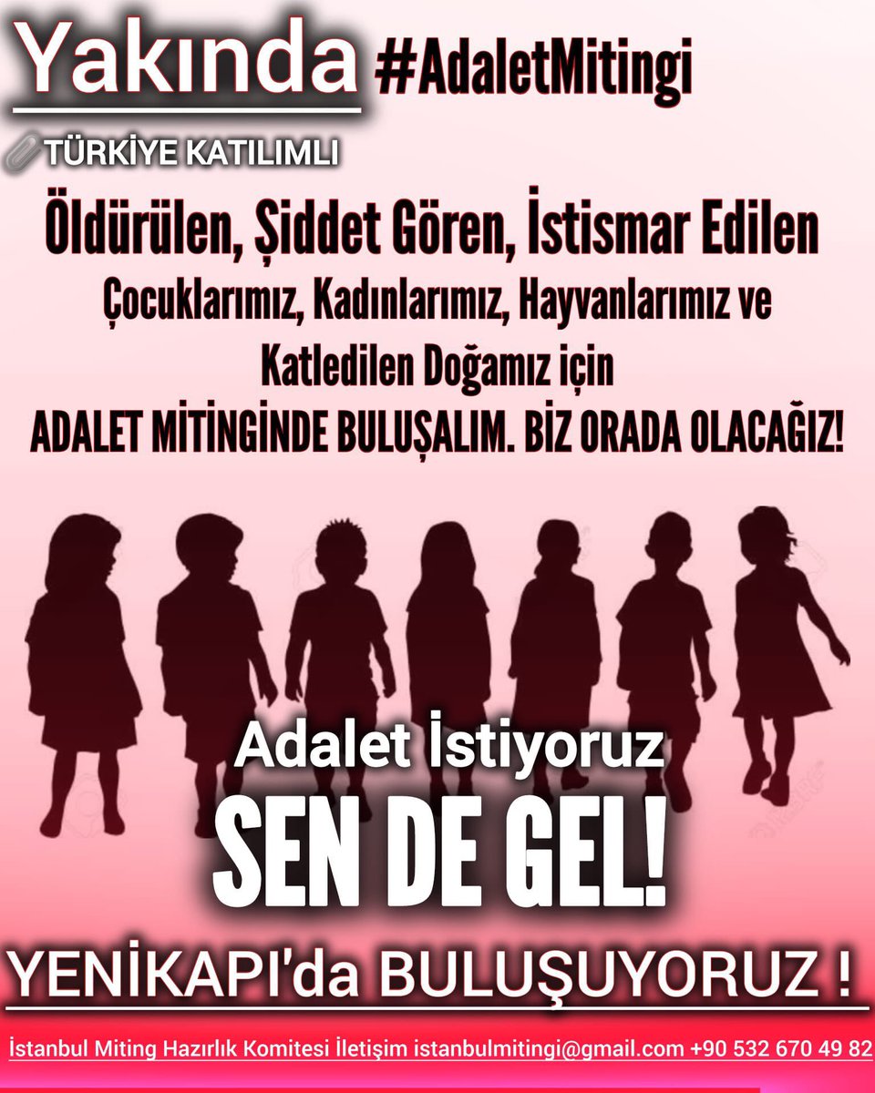 #AdaletMitingi
Sen de gel, sen de haykır ❗️

A D A L E T  istiyoruz‼️