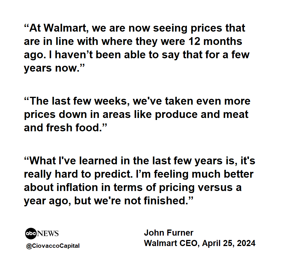 Inflation: Walmart CEO via April 25 interview by ABC News. #PPI