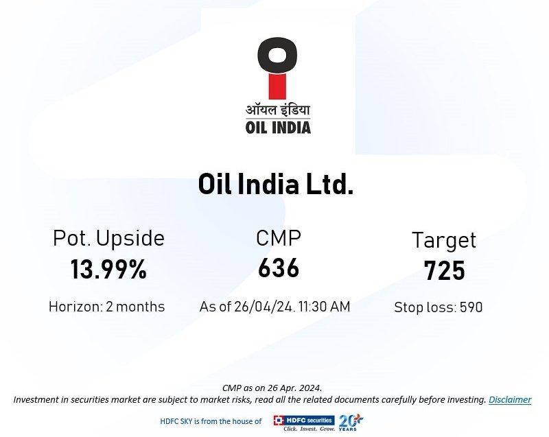 HDFC securities shares  target for oil India #oilindia @  725 !