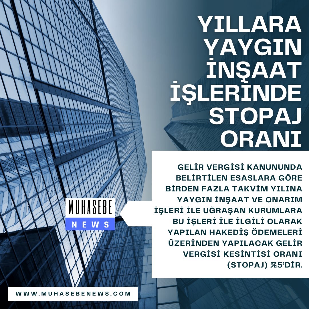 Yıllara Yaygın İnşaat İşlerinde Stopaj Oranı

#inşaat #onarım #gelirvergisi #vergi #çalışmahayatı #çalışan #işçi #işveren #işkanunu  #muhasebe #muhasebeciler #muhasebeci #muhasebehaberleri  #muhasebenews