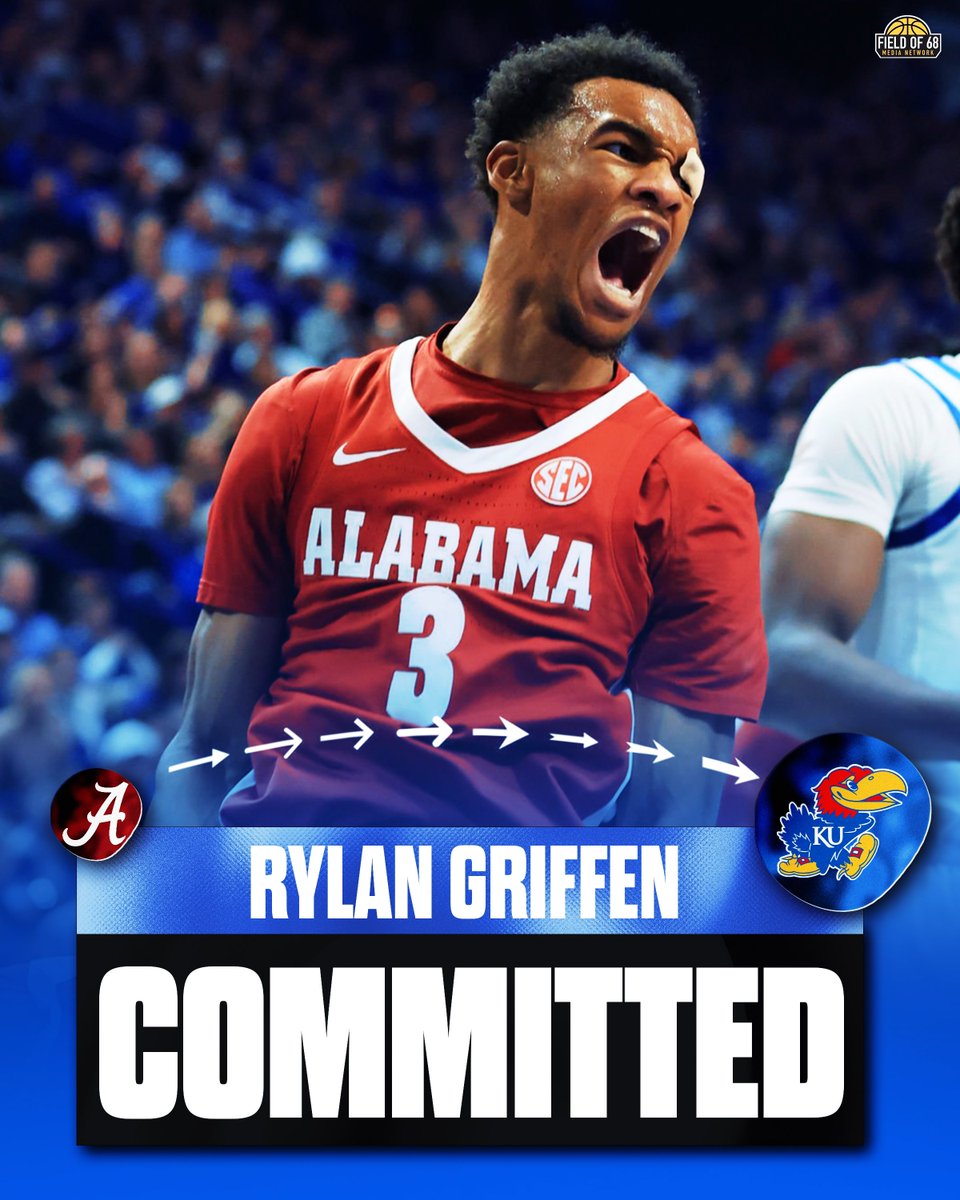 🚨BREAKING🚨 Former Alabama G Rylan Griffen has committed to Kansas, first reported by @TiptonEdits