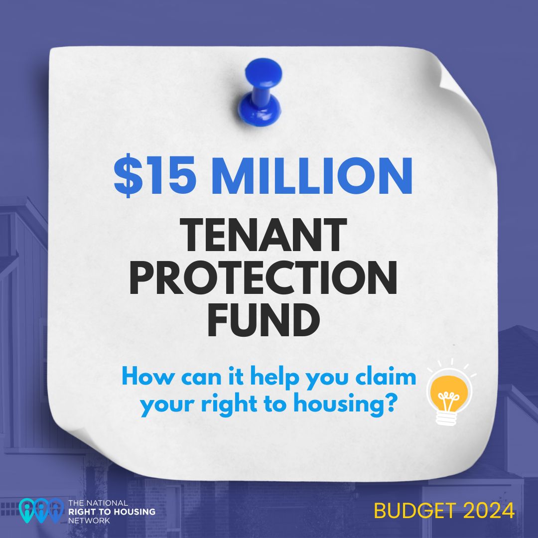 We are glad to see the $15M Tenant Protection Fund, which we called for, announced in Budget 2024 ✅ This Fund has the potential to support more ppl to claim their right to housing under federal mechanisms like last year's financialization review panel: loom.ly/Xrk4Vyo